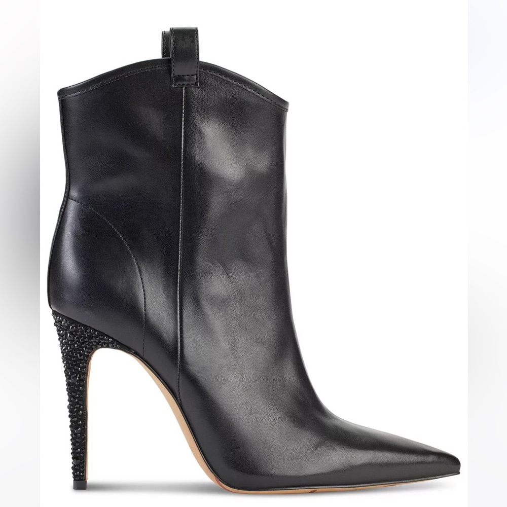 Karl Lagerfeld Paris Clea Leather Western Booties Womans .New size 8